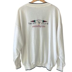 Ash Creek Trading Sz L Vintage Off White Impact Yatch Club Cardigan Preppy